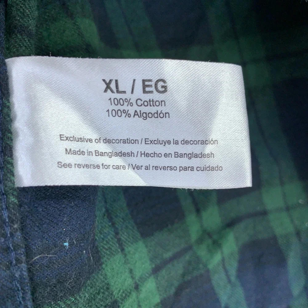 Eddie Bauer Flannel Shirt Mens XL Green Blackwatch Plaid Cotton SU7059